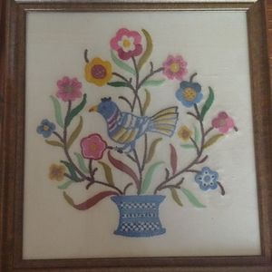 Vintage embroidered wall art